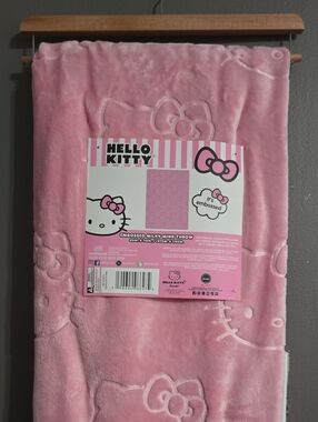 Hello Kitty Pink Embossed Plush Throw Blanket